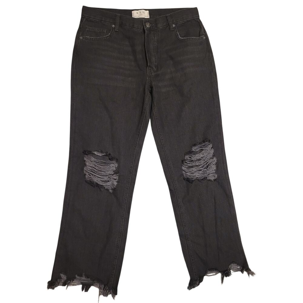 We The Free Women's Maggie Mid-Rise Straight Leg Cropped Jeans in Charcoal Sz 28